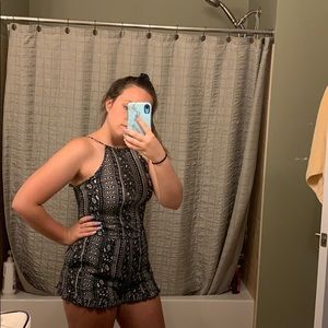 Black and white patterned romper